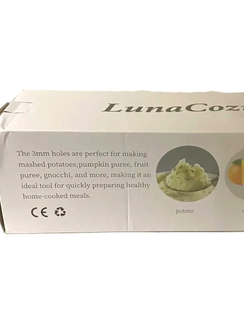 LunaCozy Large Potato Ricer Stainless Steel Masher Black Heavy Duty 11.5